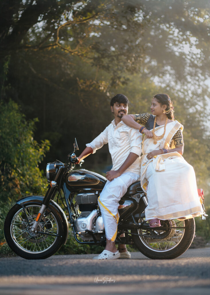 couple photoshoot in munnar natural road setting soft sunlight by Uma Studios Munnar